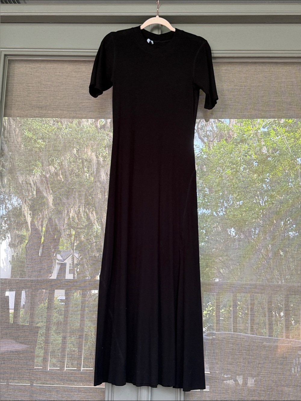 Relaxed to the Max Black Ribbed Maxi Shirt Dress